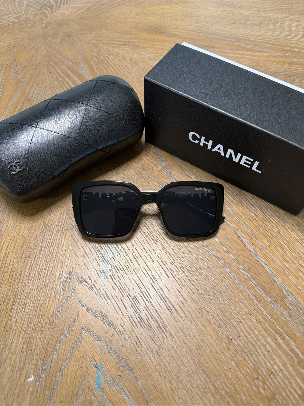 CHANEL Black Square Oversized Sunglasses